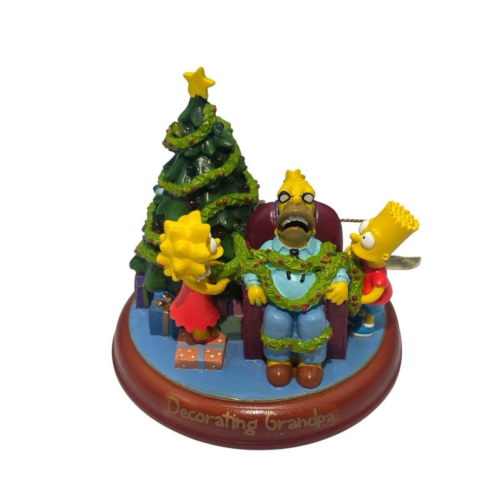 2005 Simpsons Bradford Christmas Ornament Illuminated "Decorating Grandpa"